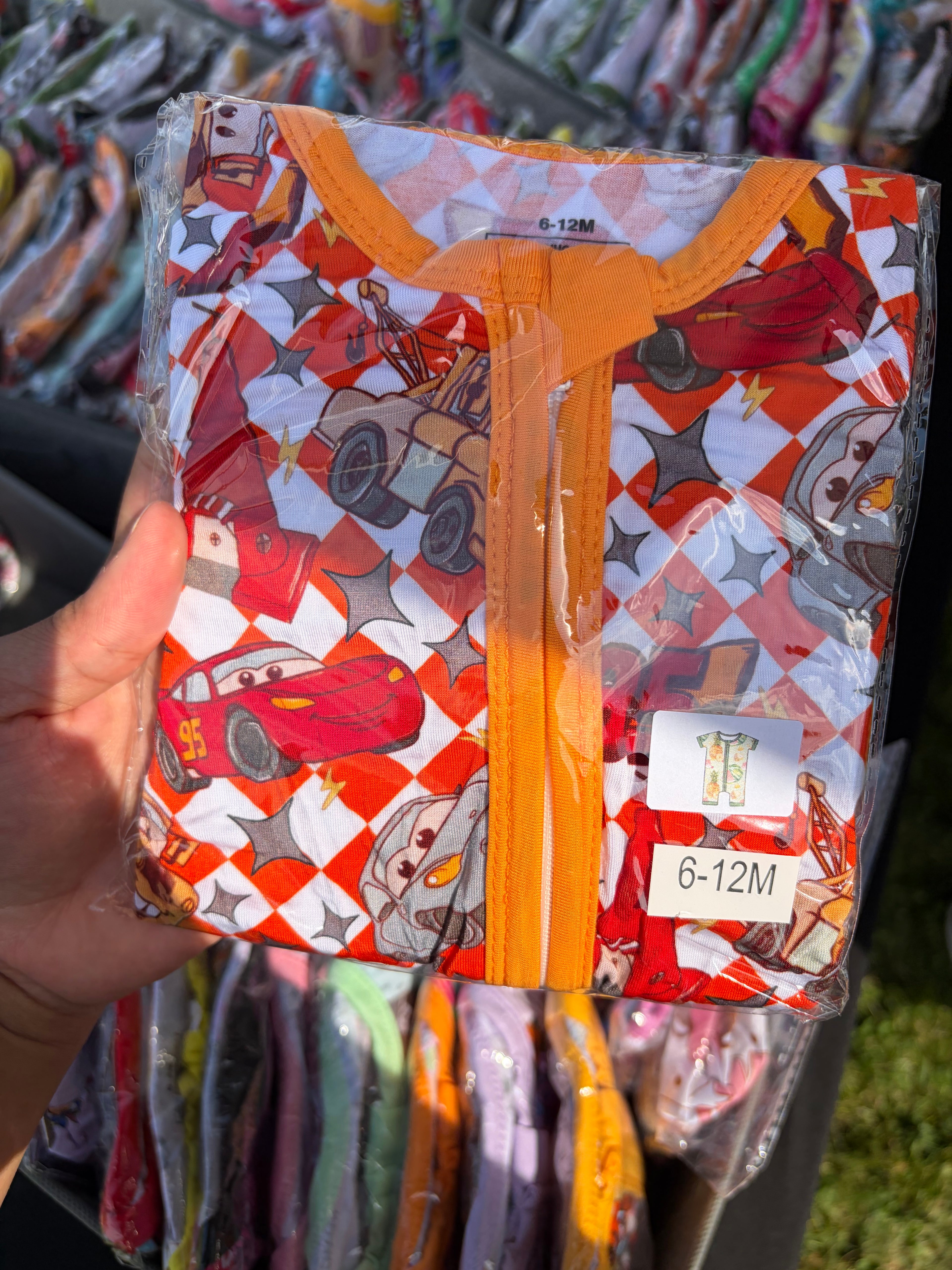 Orange Checkered Cars Shorty