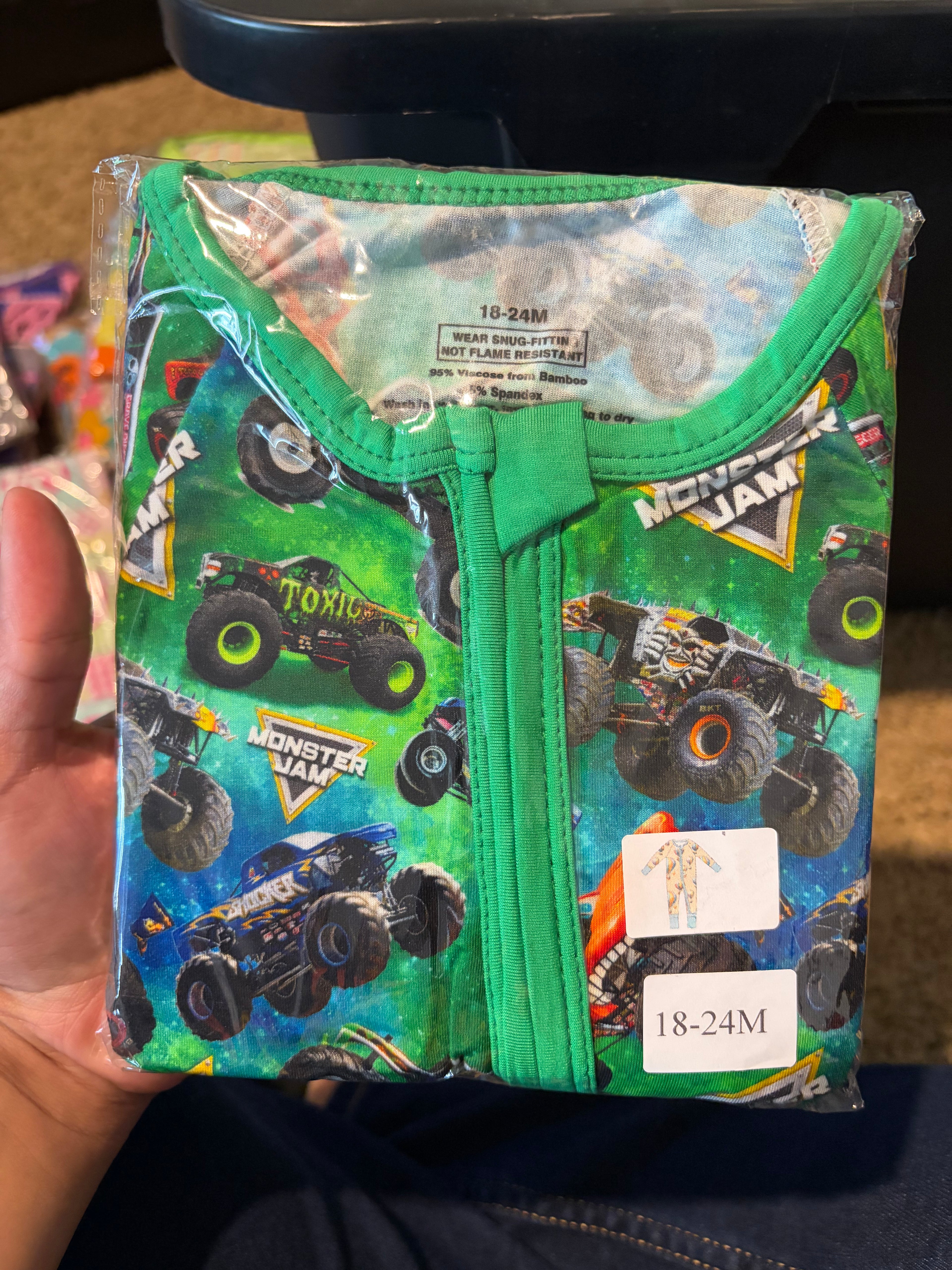 Green and Blue Monster Jam Zippy